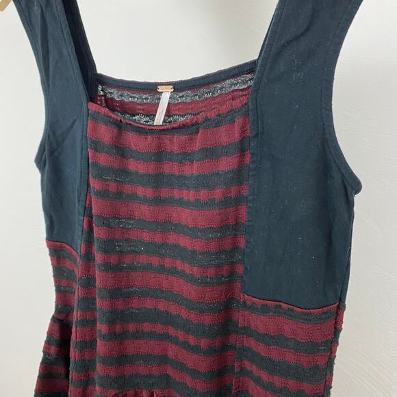Free People Sedwick Striped Peplum Top - Maroon/Wine - Size Medium - Picture 5 of 8